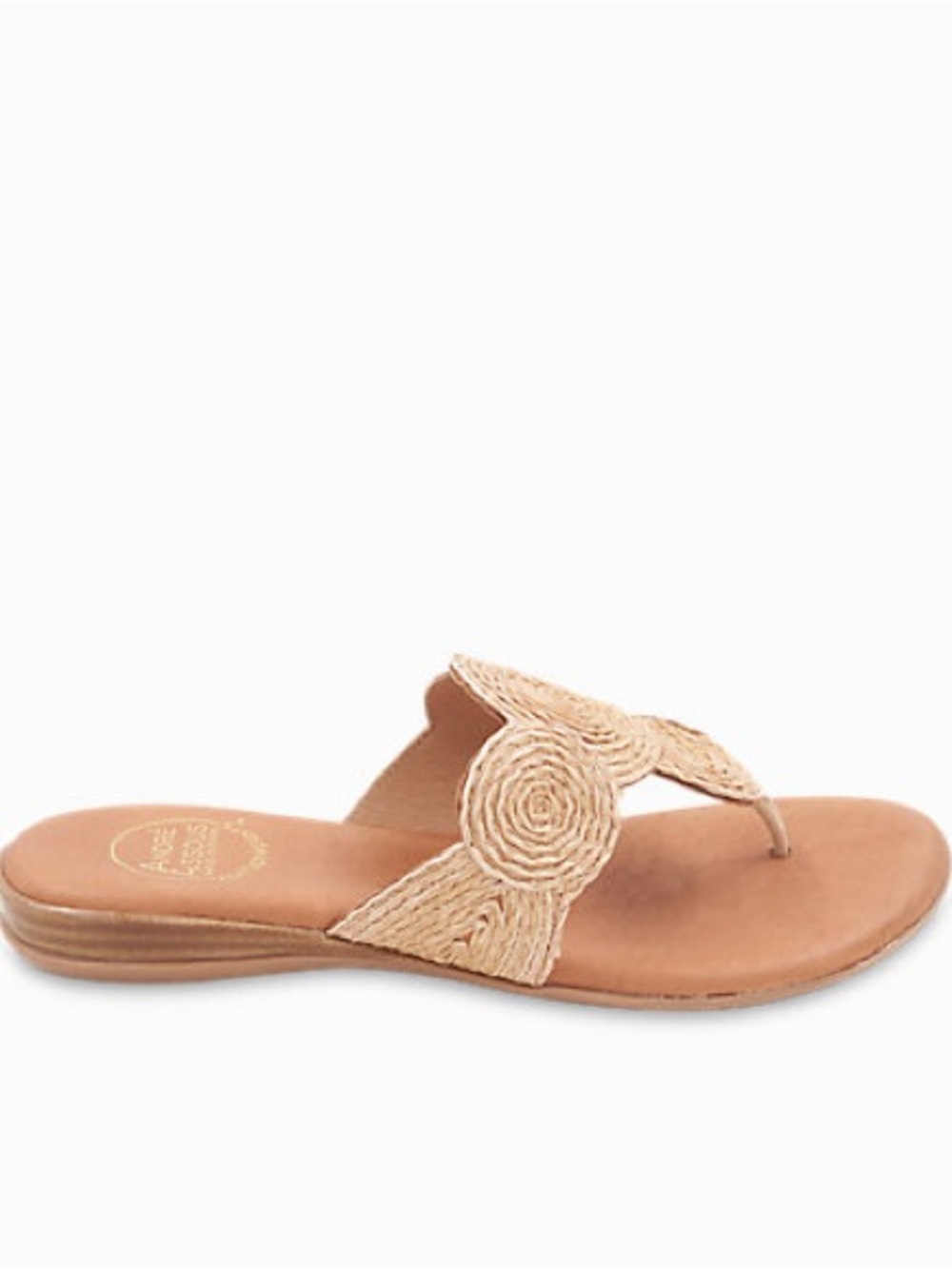 Andre Assous Tan Leather Sandals with Natural Raffia Circles - Picture 4 of 5